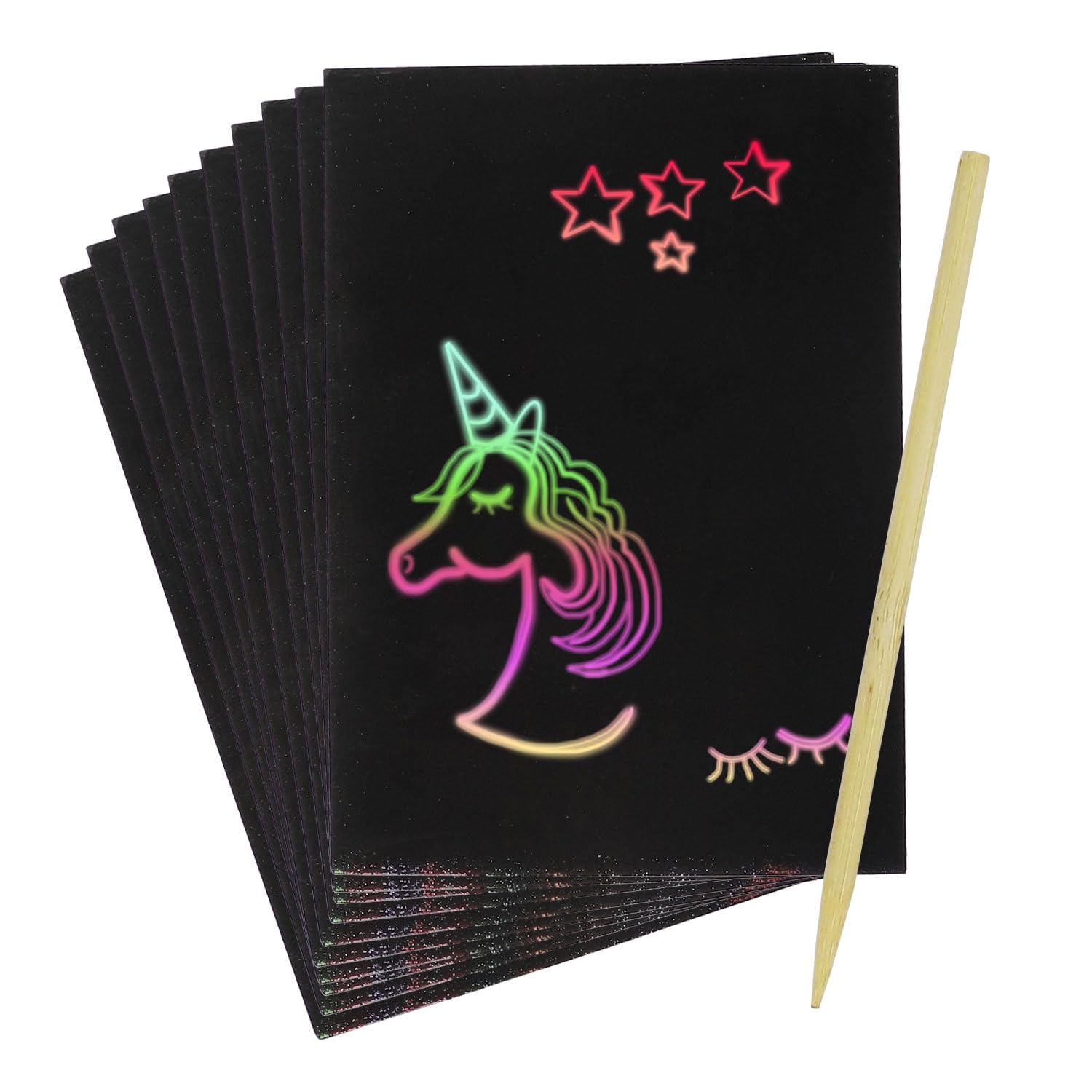 Dohia Scratch Paper Art Set for Kids Magic Scratch Off Paper Black Scratch Sheets Art Craft Kit Rainbow Scratch Note Paper Drawing Pads D1-XCGHB