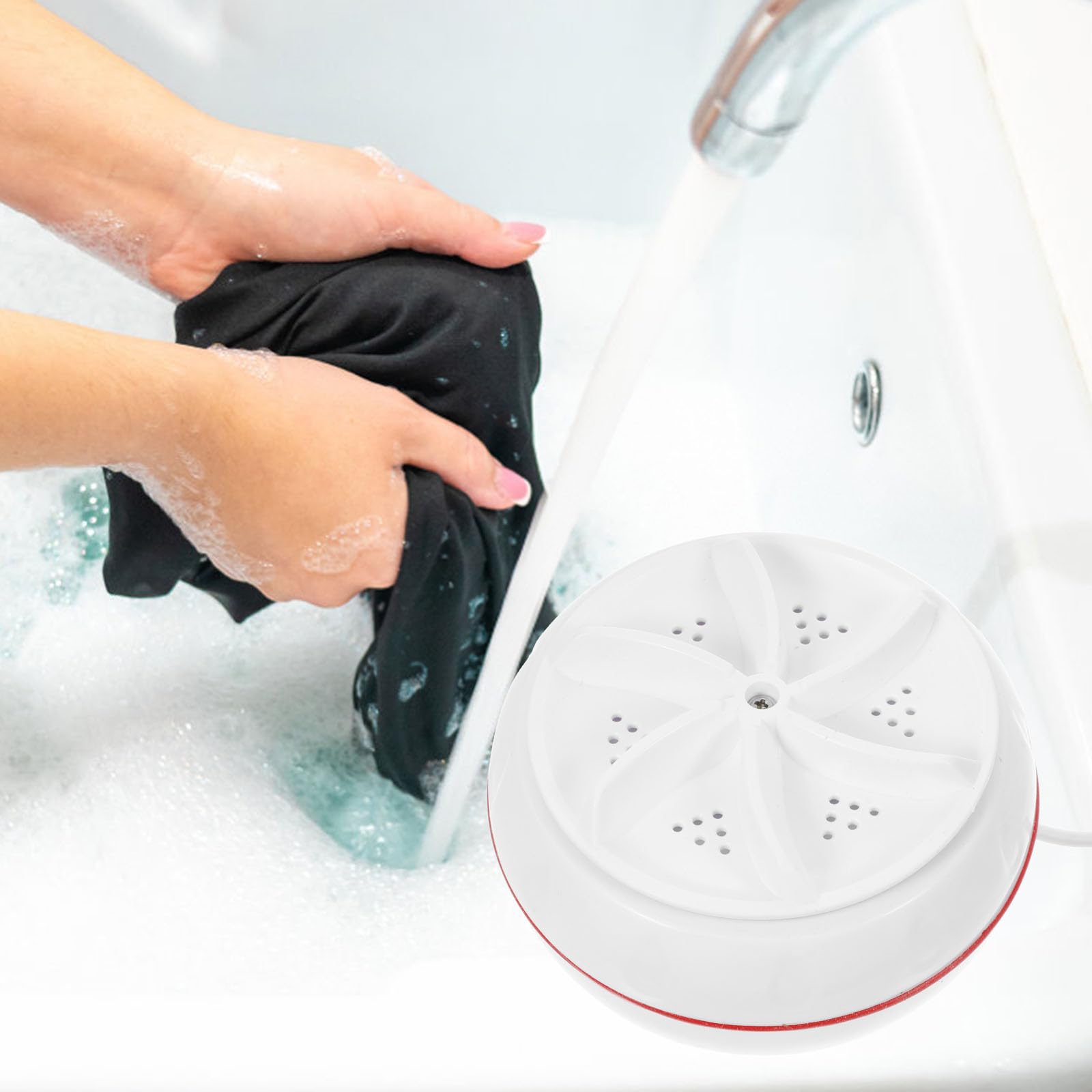 Mini Lave-linge Portable 30w USB Interrupteur, Blanc | Rotation Avant et Arrière, Abs Léger et Transportable, pour Voyages Fréquents et Usage en Dortoir