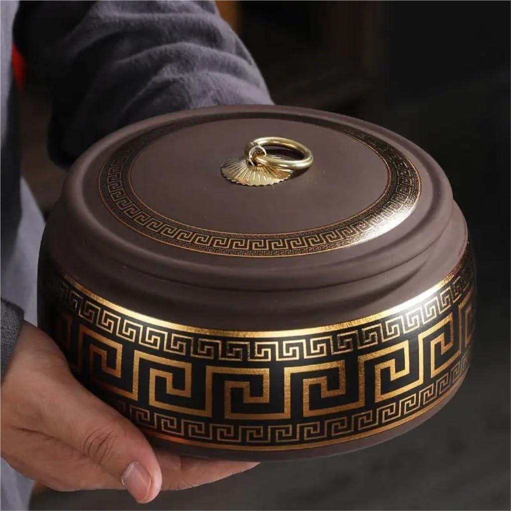 SONGCHAO Sugar Jar Purple Clay Ceramic Teapot Gold-Plated Flower Porcelain Storage Jar Household Candy Nut Sealed Jar Storage Container Tea Canister (Color : B)