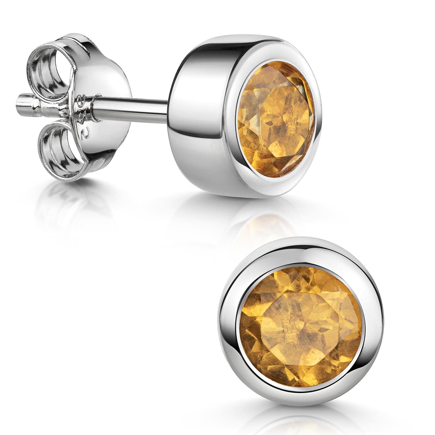 Edelstein Ohrstecker 925 Sterling Silber rund Ø 7mm grün blau orange SO-492