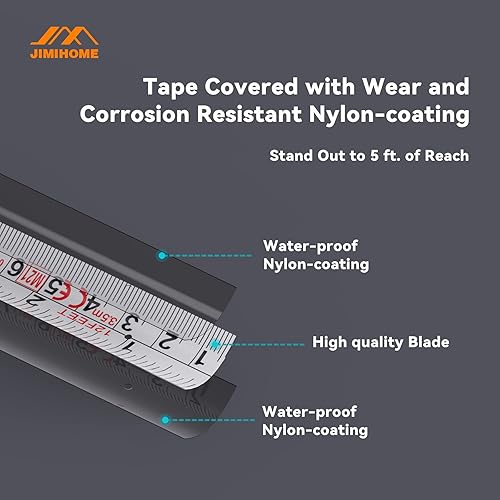 Miniatura 9 de JIMIHOME Household Tool Essential - Cinta métrica métrica de 18 pies (18.0 ft) resistente a la corrosión, revestimiento de nailon, resistente a los