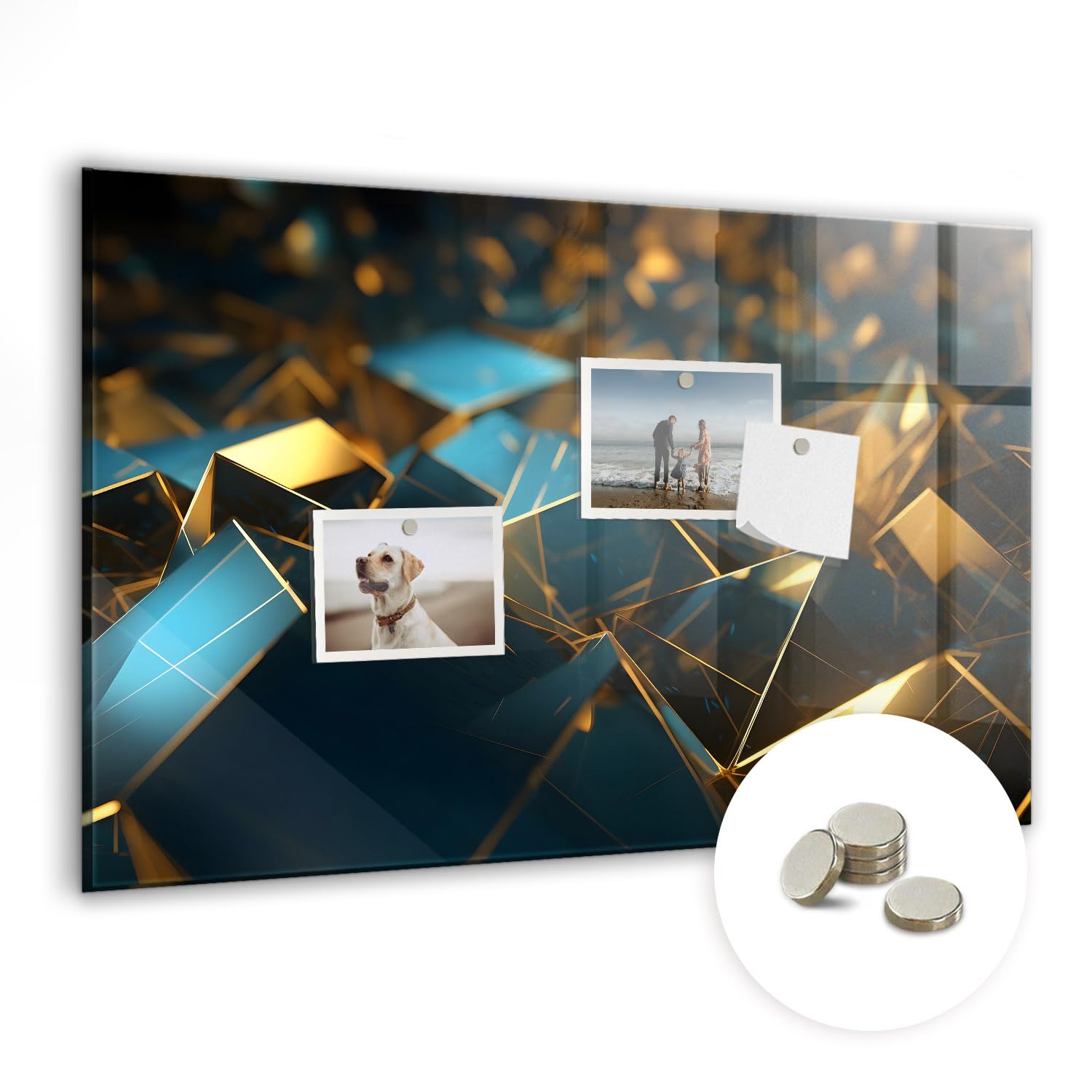 Magnettafel aus Glas mit Neodym-Magneten | Hochwertige Glasmagnettafel für Büro, Küche & Homeoffice | Schreibtafel abwischbar, kratzfest & modern im Design - 60x40cm Dekorative Abstraktion