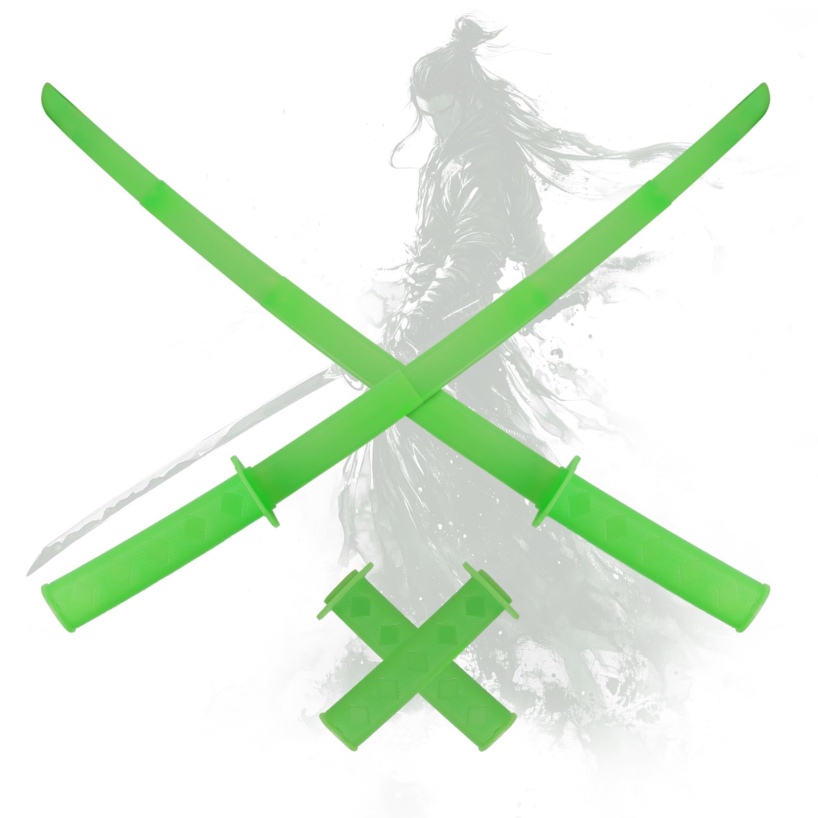 VZQI 2-Pack Retractable Samurai Sword Toys, Black, 28.1-Inch, Green, One size