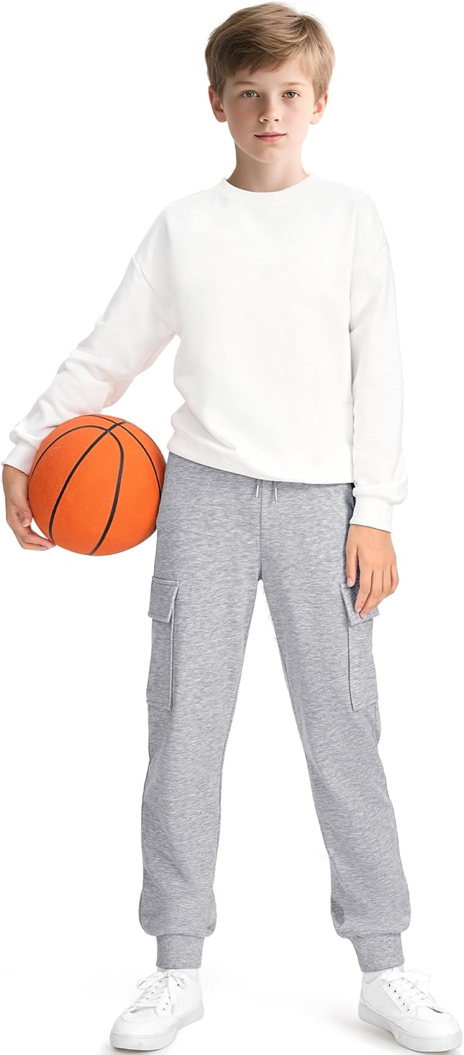 Auranso Boys Sweatpants Kids Athletic Cargo Pants Causal Joggers Workout Clothes with Pocket Drawstring - Image 6