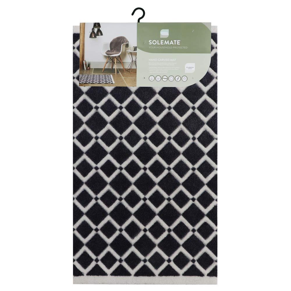 JVLSOLEMATE Hand Carved Diamond Door Mat, Grey