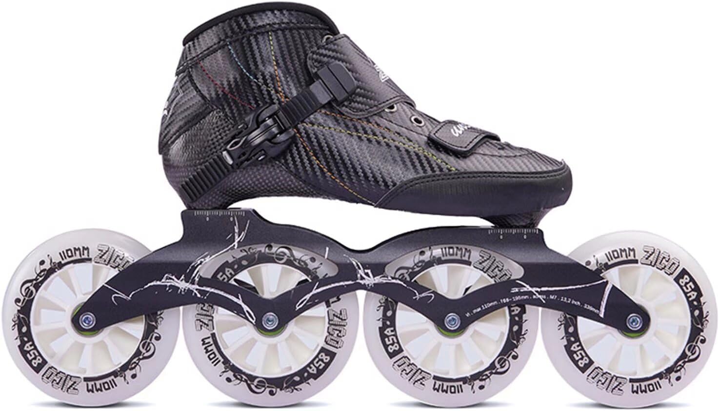 Adult Inline Skates Racing Shoes Carbon Fiber with 3/4x100mm Wheels, Aluminum Frame, Breathable Liner, Triple Protection System, Unisex for Speed & Fitness, Unisex