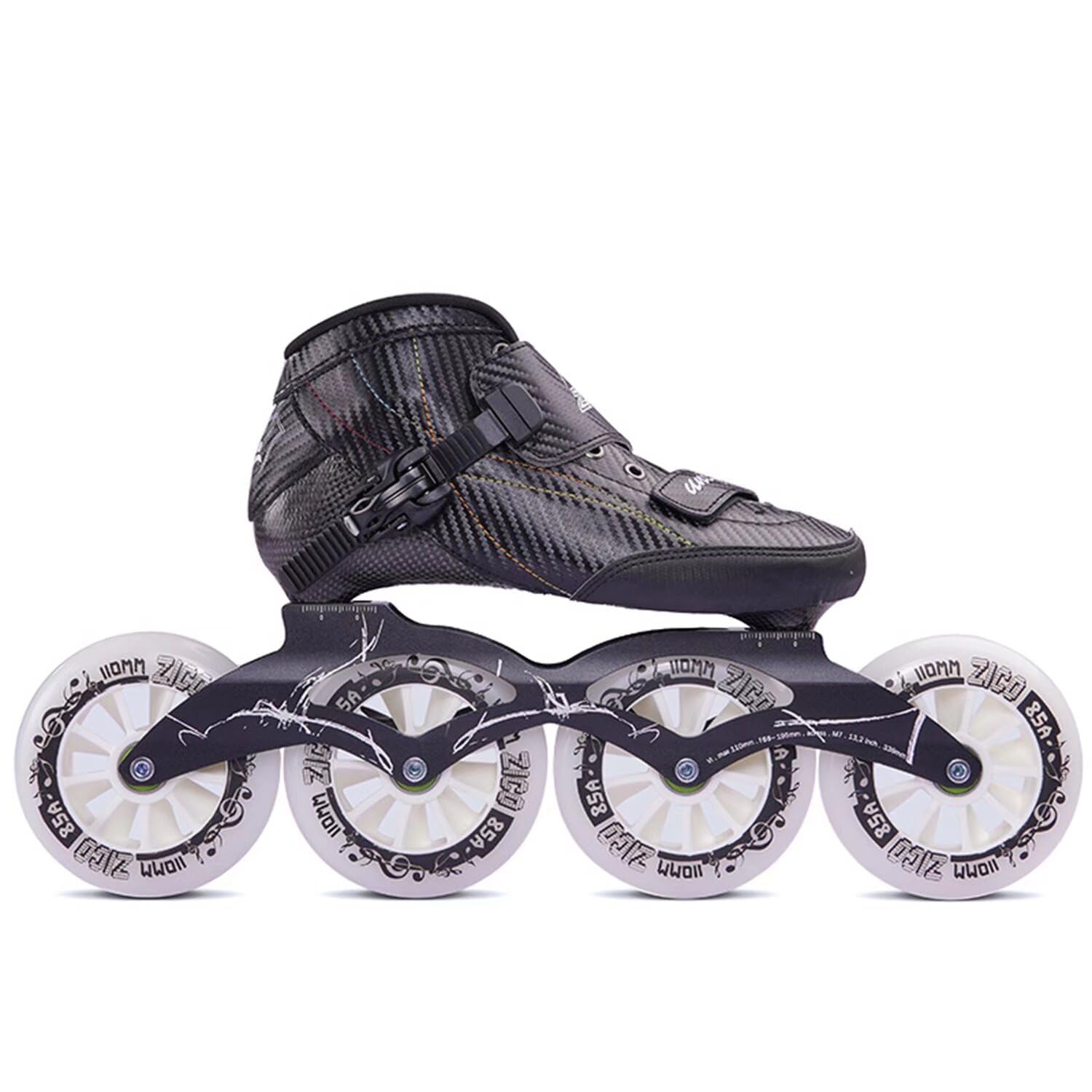 Carbon Fiber Frame Inline Skates, 4-Wheel Unisex Speed Skates for Adults, High-Durability Rubber Wheels, Fitness Blades