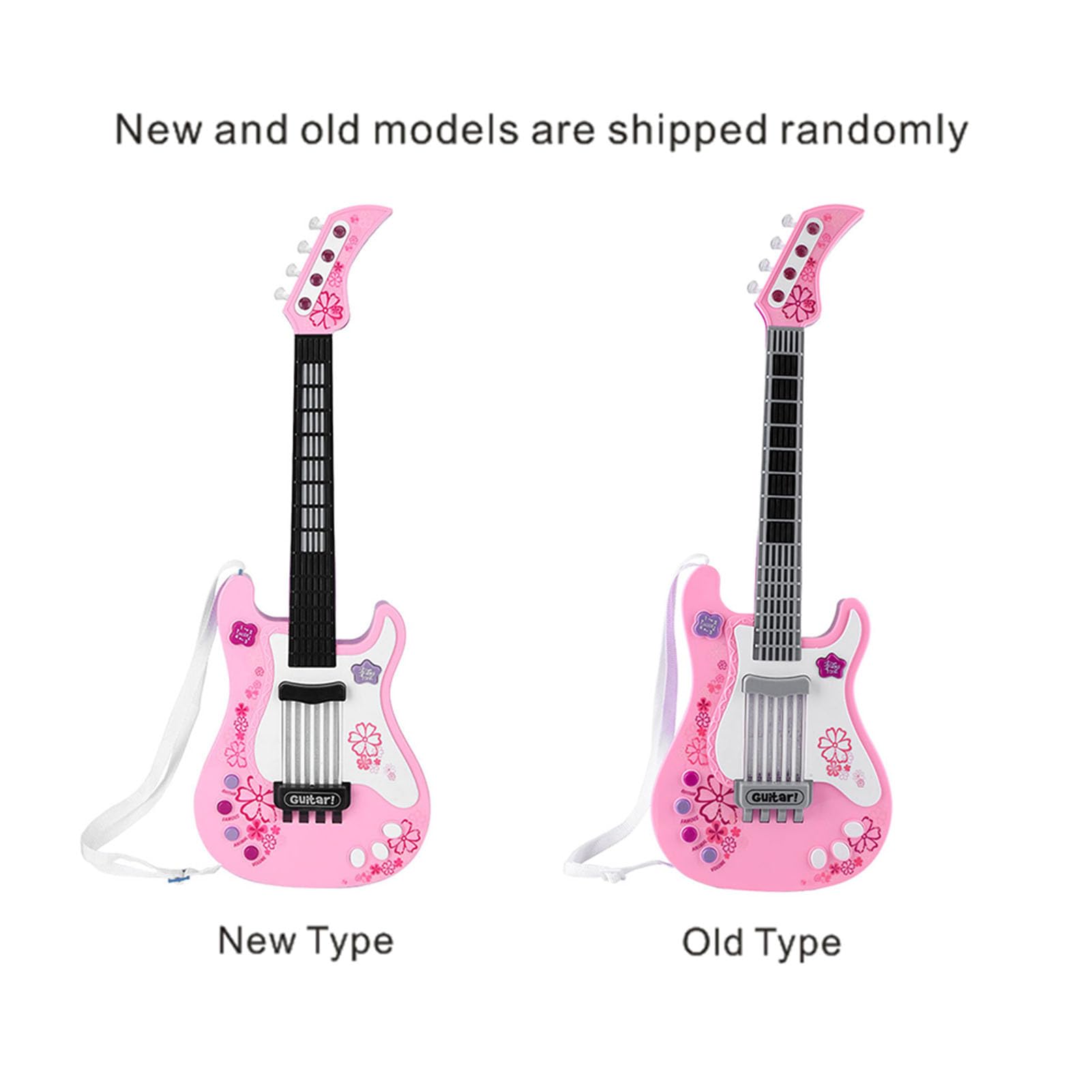 Chitarra elettrica per bambini PolyGen con quattro modalità di riproduzione, luci ritmiche e ingresso per microfono esterno, questa chitarra elettronica per bambini è progettata (Rosa)