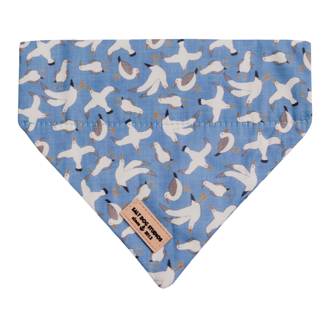 Salt Dog Studios Dog Bandana - Slip-On Dog Collar Bandana, Soft Cotton Dog Scarf for Small, Medium and Large Dogs, 19 (Seagull, Small)
