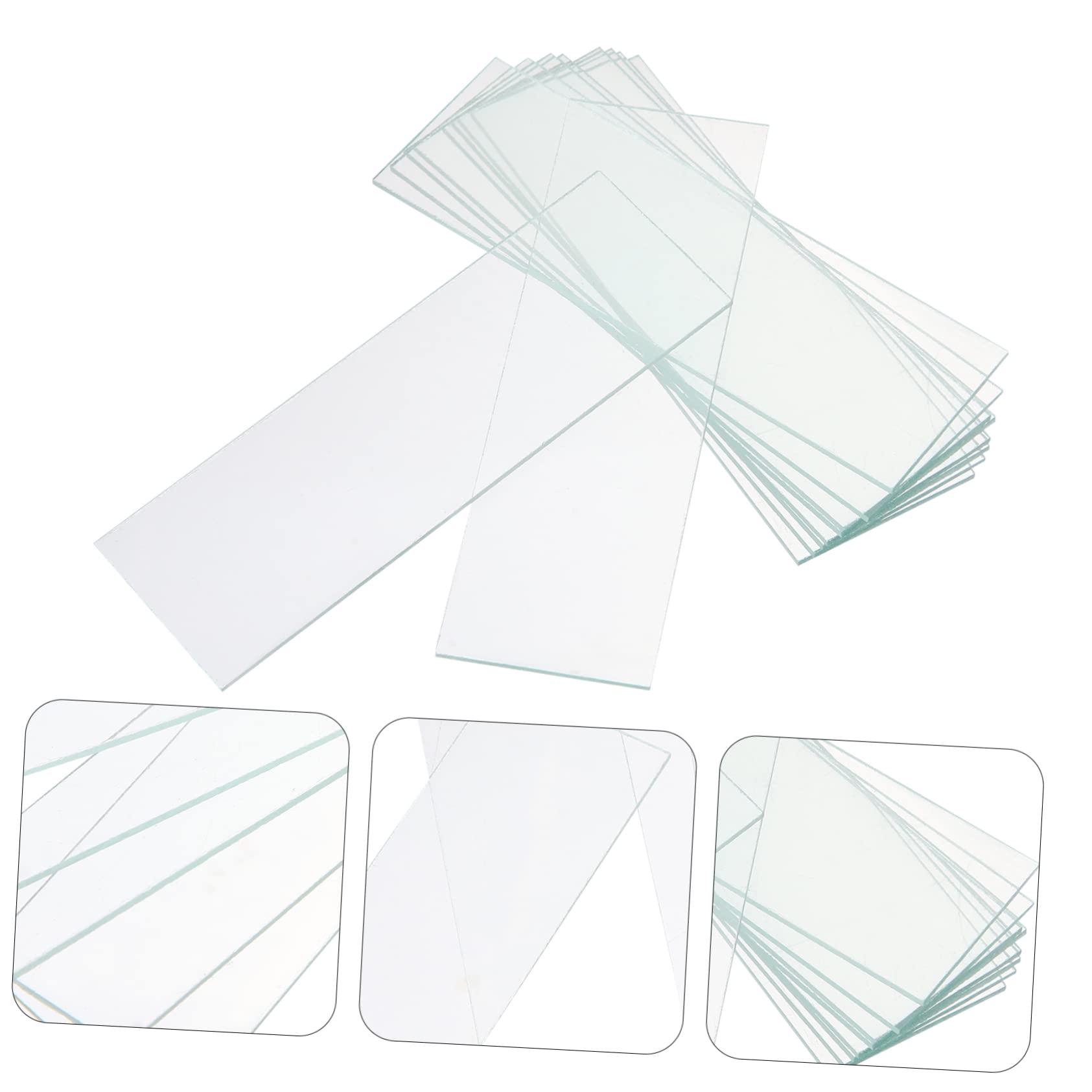 FELTECHELECTR 100pcs Microscope Slide Microscope Sample Slides Microscope Calibration Slide Laboratory Supplies Clear Slides Microscope Accessories Biology Class Props Transparent Glass