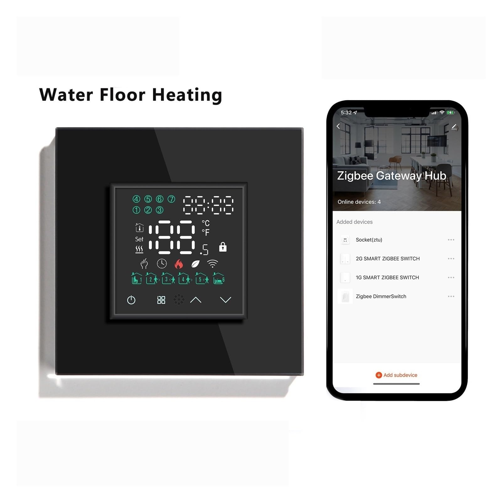Termostato Intelligente, Termostato Touch Screen for scaldabagno Elettrico for Riscaldamento a Pavimento, regolatore remoto Temperatura casa(LED Black Water)