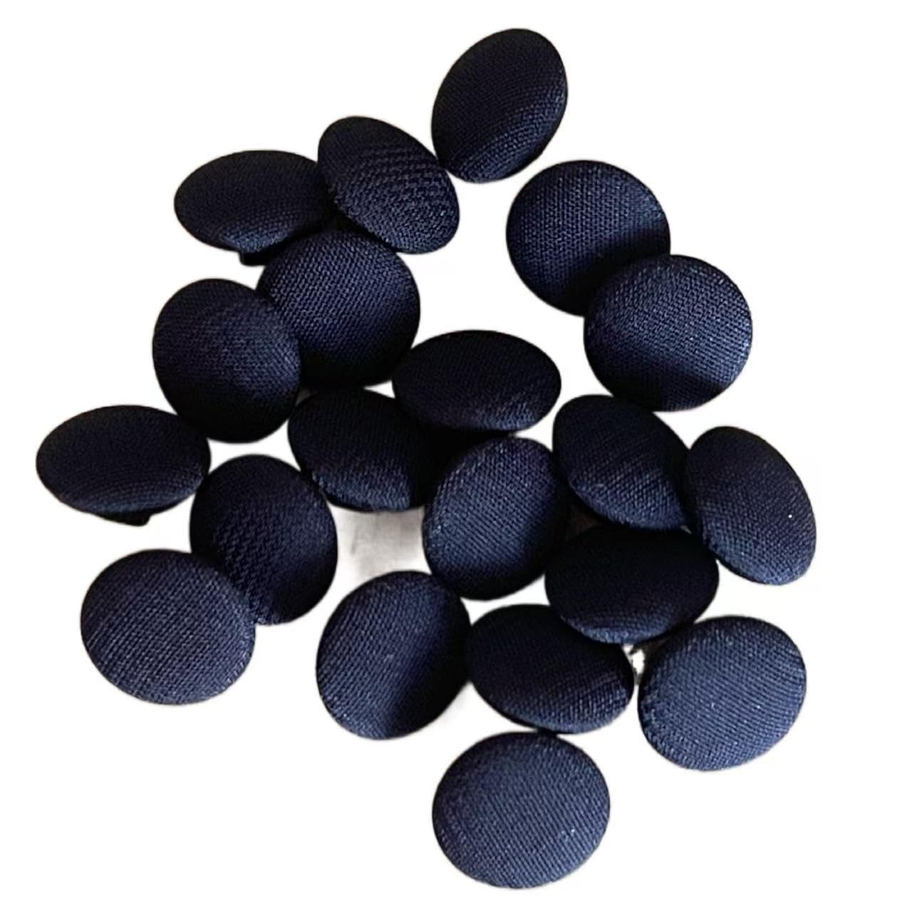 Lomjuytg 20Pcs 1/2 Inch Black Satin Cloth Buttons Fabric Covered Buttons with Shank and Buttonhole for Wedding Bridal Dress and DIY Sewing Clothing