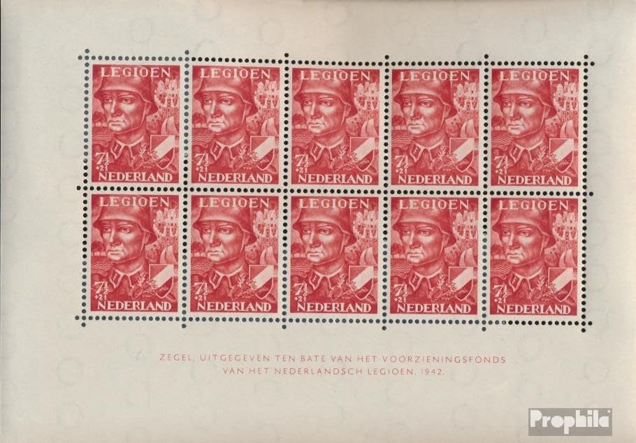 Sellos Países Bajos Bloque 1 histórico de 1942 Prophila para álbumes