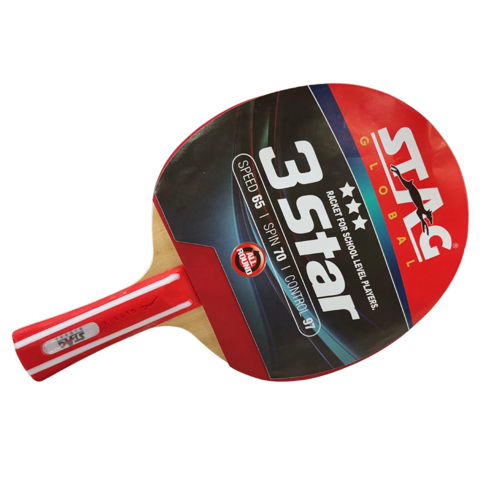 STAG Wood 3 Star Table Tennis Racquet 148 grams Beginner ITTF Approved Rubber (Multicolor)