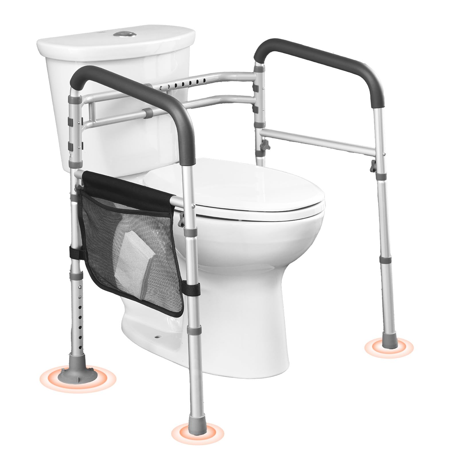 VEVOR Pasamanos de Seguridad para Inodoro Asiento de Inodoro Plegable 300 libras con Asas Antideslizantes Portátil y Versátil Tubo de Aleación de Aluminio para Personas Mayores, Mujeres Embarazadas