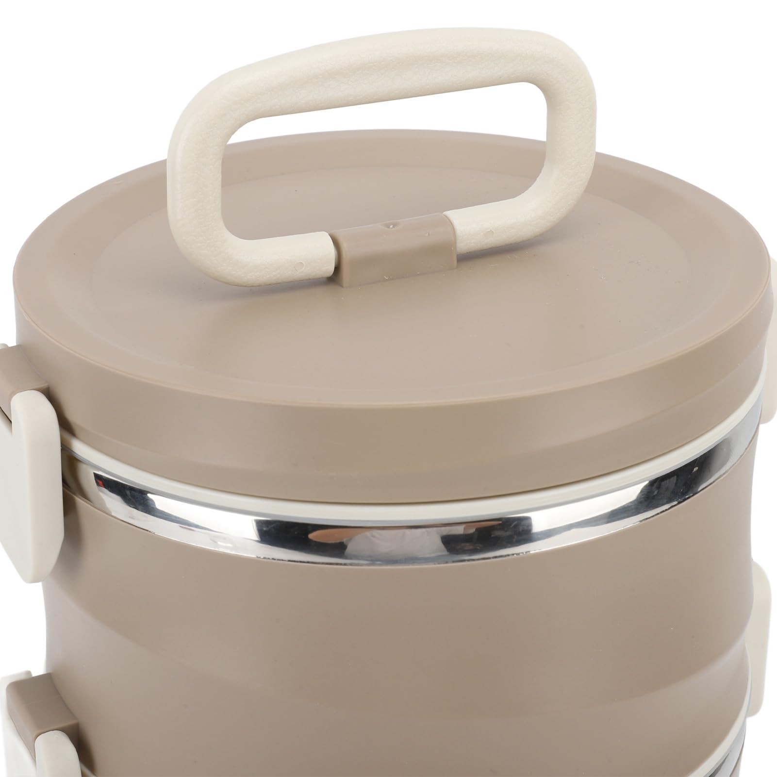 AMONIDA 4 Livelli Lunch Box, Contenitore Rotondo Impilabile (BROWN)