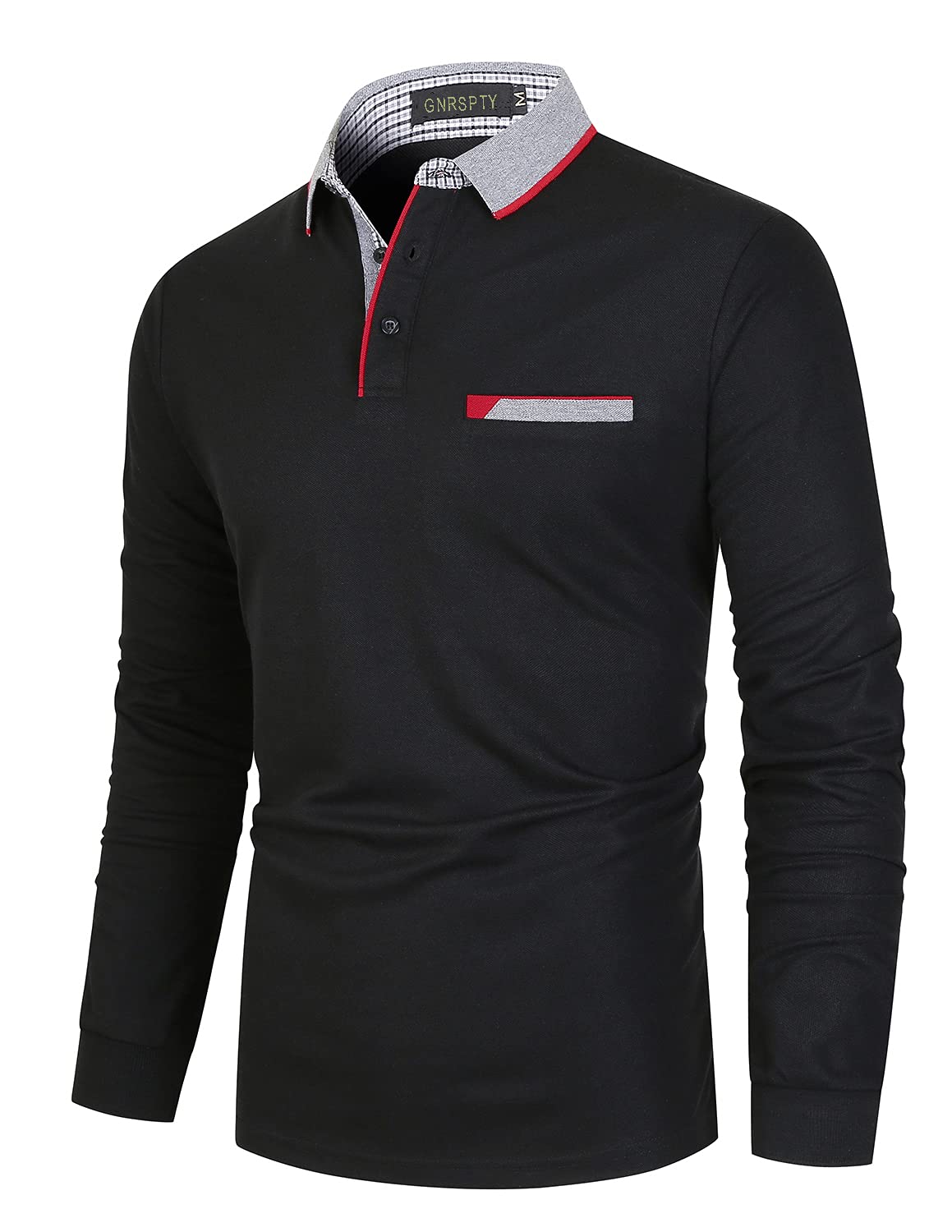 GNRSPTY Polo Manica Lunga Uomo Maglietta Denim Collare Maglia Elegante Cotone T-Shirt Golf Tennis Lavoro Camicia