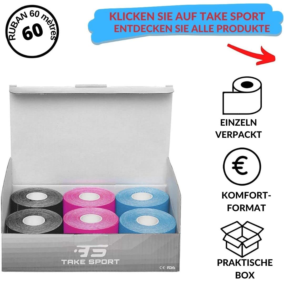 TAKE SPORT® Kinesio | sporttape | physio tape | Tape Kinesiologie | kinesiologie tape | kinesiotapes | tape kinesio | kinesio tape | kinesiotape | tapes 12 Rollen, 5 x 5 m, 95% Baumwolle, 5% Elasthan