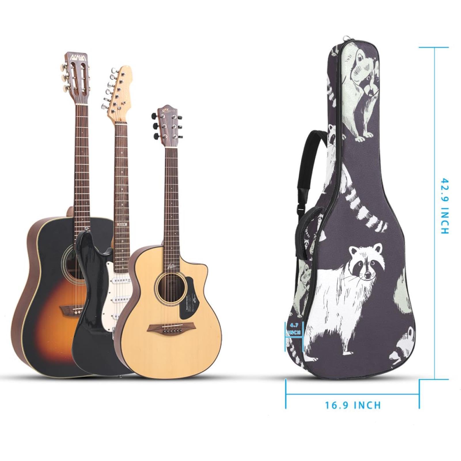 Torba na gitarę akustyczną Wodoodporny plecak na gitarę Gruby miękki wyściełany szop klasyczna obudowa na gitarę, wielobarwny, 42.9x16.9x4.7 in, Organizer do torby