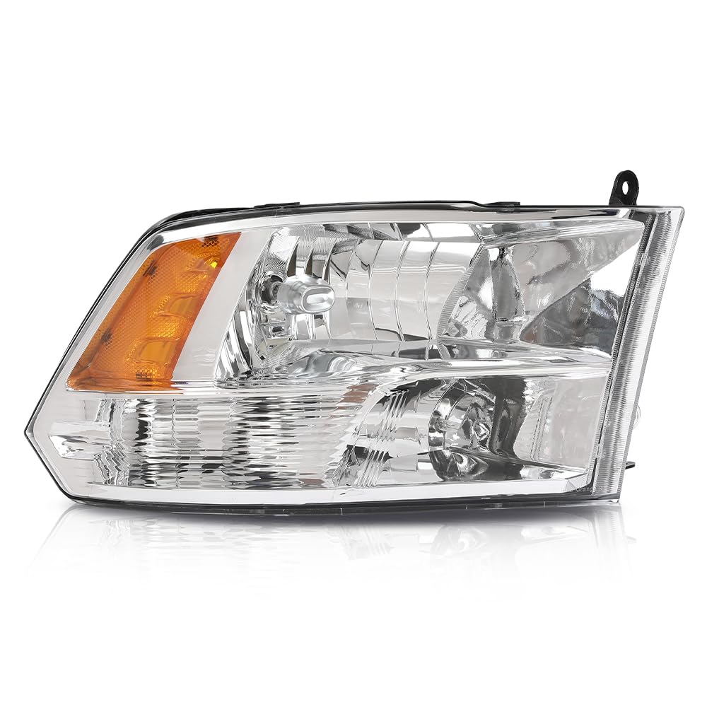 LQI Headlight Assembly Front Headlamp Right Passenger with Bulb Compatible with Dodge Ram 1500 2500 3500 2009-2018 Factory Style