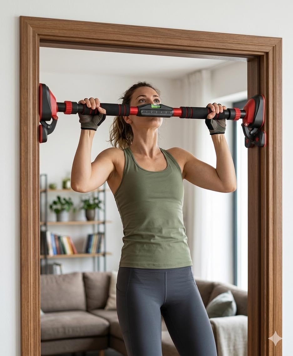 Adjustable Pull-Up Bar for Home Gym – No-Screw Doorway Chin-Up Bar, 60–100 cm Adjustable Width, 200kg Weight Capacity, Strength Training & Upper Body Workout Equipment for Men & Women-image-6