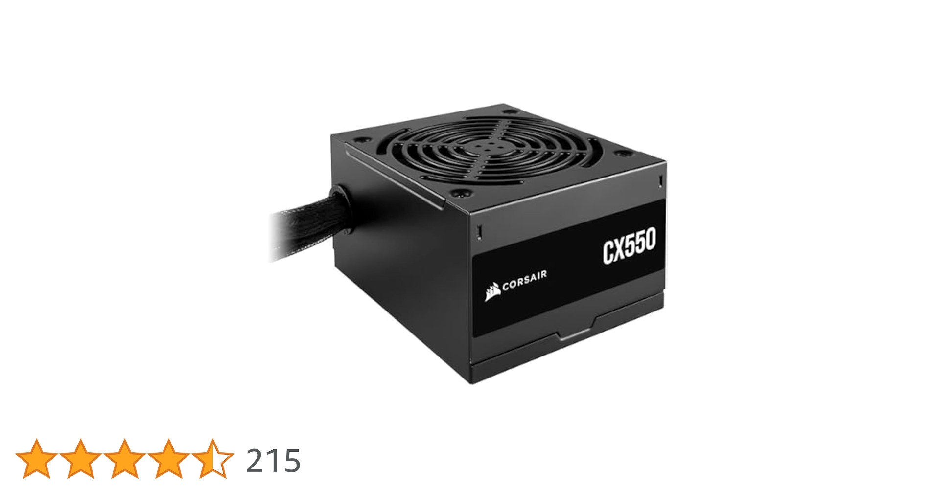 CORSAIR CX550 ATX 550W Power Supply - 80 Plus Bronze Certified - Low Noise - Sheathed Cables - Non-Modular - EU - Black