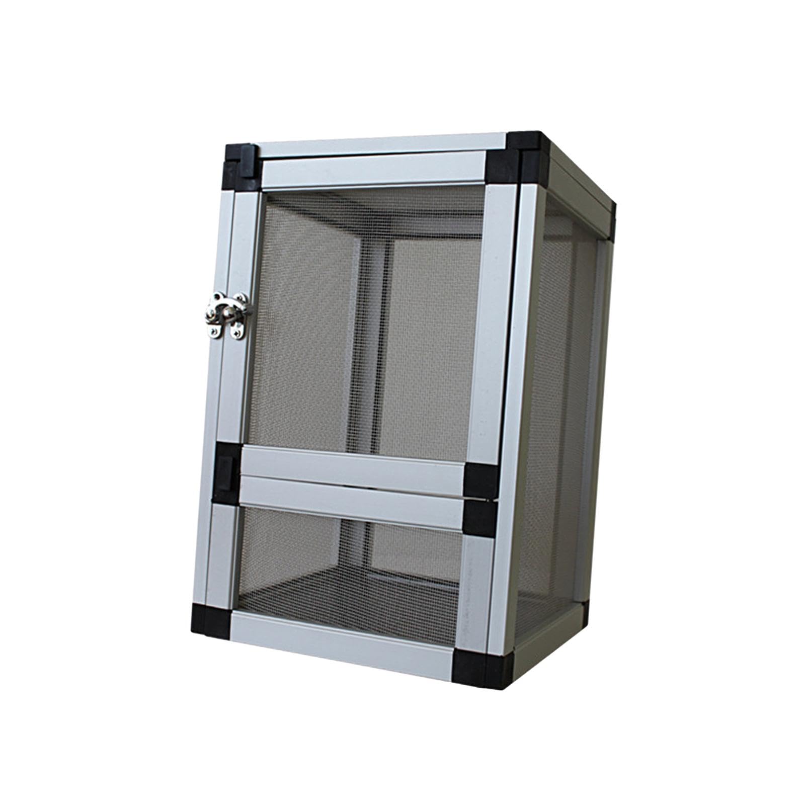 Folpus Reptiles Habitat Air Screen Cages Portable with Door and Latch Reptile Cage Breeding Box for Spiders Crickets Turtle Small Animal Gecko, Silver