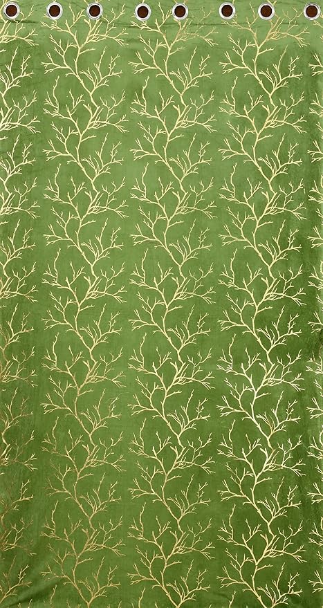 Image of Homefab India Velvet Curtains Room Darkening - Window 6 feet, Pack of 2 Curtain /Panel, Green