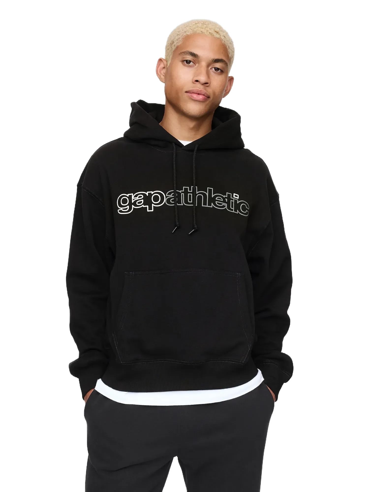 Gap Men's True Black V2 Logo Fleece Hoodie, L