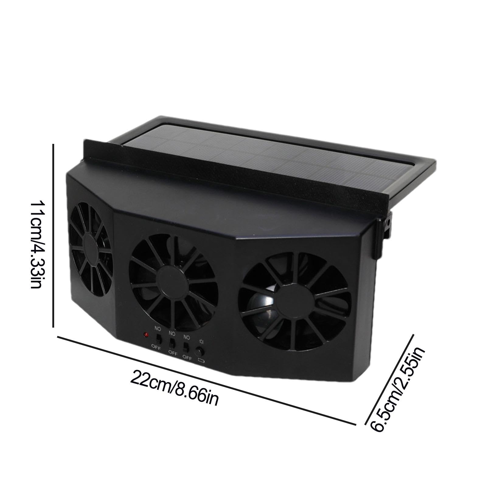 Ventola di ventilazione per finestrino auto, ventola di scarico per auto solare - Ventola silenziosa a 3 uscite | Ventilatore per finestrino auto con batteria da 1600 mAh per rimuovere gli