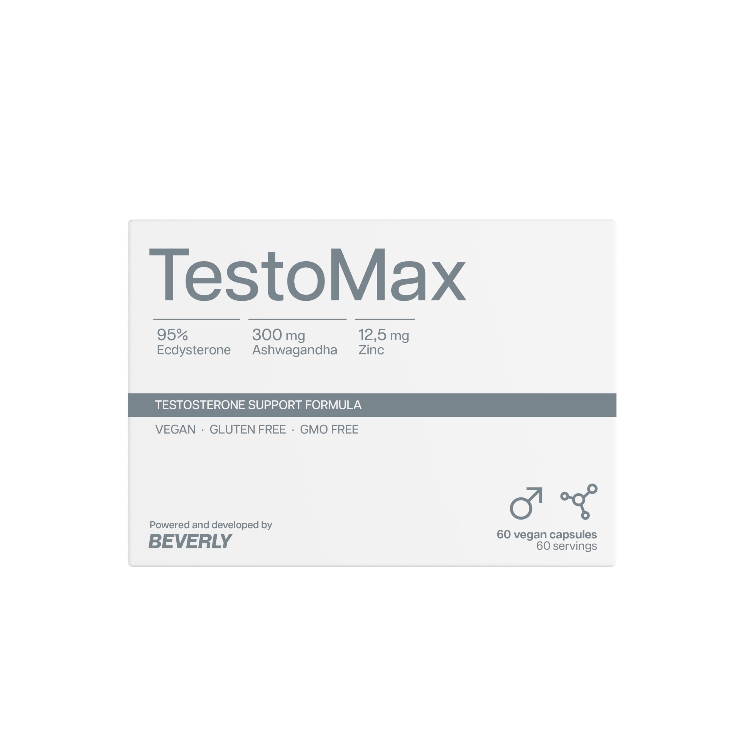 Beverly TestoMax50 – Booster de Testostérone Naturel – 60 Gélules Végétales (60 Portions) – Soutien Masse Musculaire, Force & Performance
