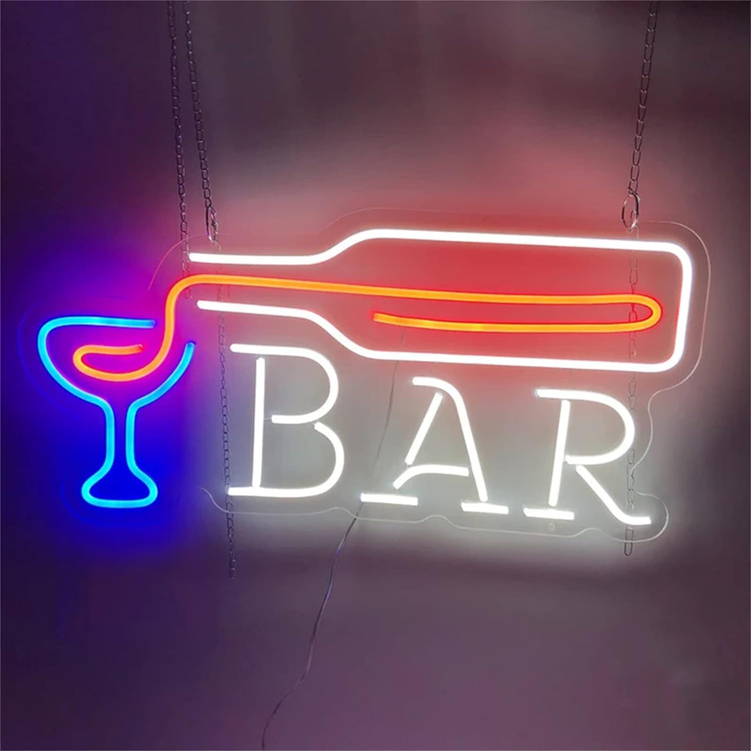 KIJyfgTR LED Neon Light Sign Bar Neon Signs, Wine Glass Decor USB Powered Acrylic LED Neon Lights, Wall Hanging Night Lamps Custom Signboard, 40X20cm