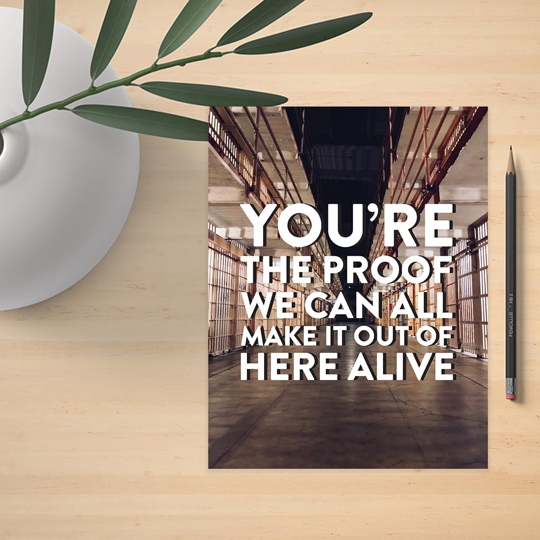 Andaz Press Funny Jumbo Retirement Card With Envelope 8.5 x 11 inch, Greeting Card, You're Proof We Can All Make It Out Alive