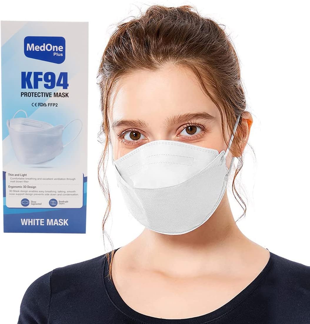 MedOne Plus KF94 30pcs Premium White Fabric Disposable Face Mask Certified Protection Adults' 4 Ply Filtеr Face Mask individual wrapped
