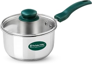 The Indus Valley Stainless Steel Impact Bonded Sauce Pan 1.5 litres with Glass Lid | Chai & Soup Pan | Induction & Gas Compatible | 3-Layer Thick Bottom | Stay-Cool Handles | 100% Toxin-Free