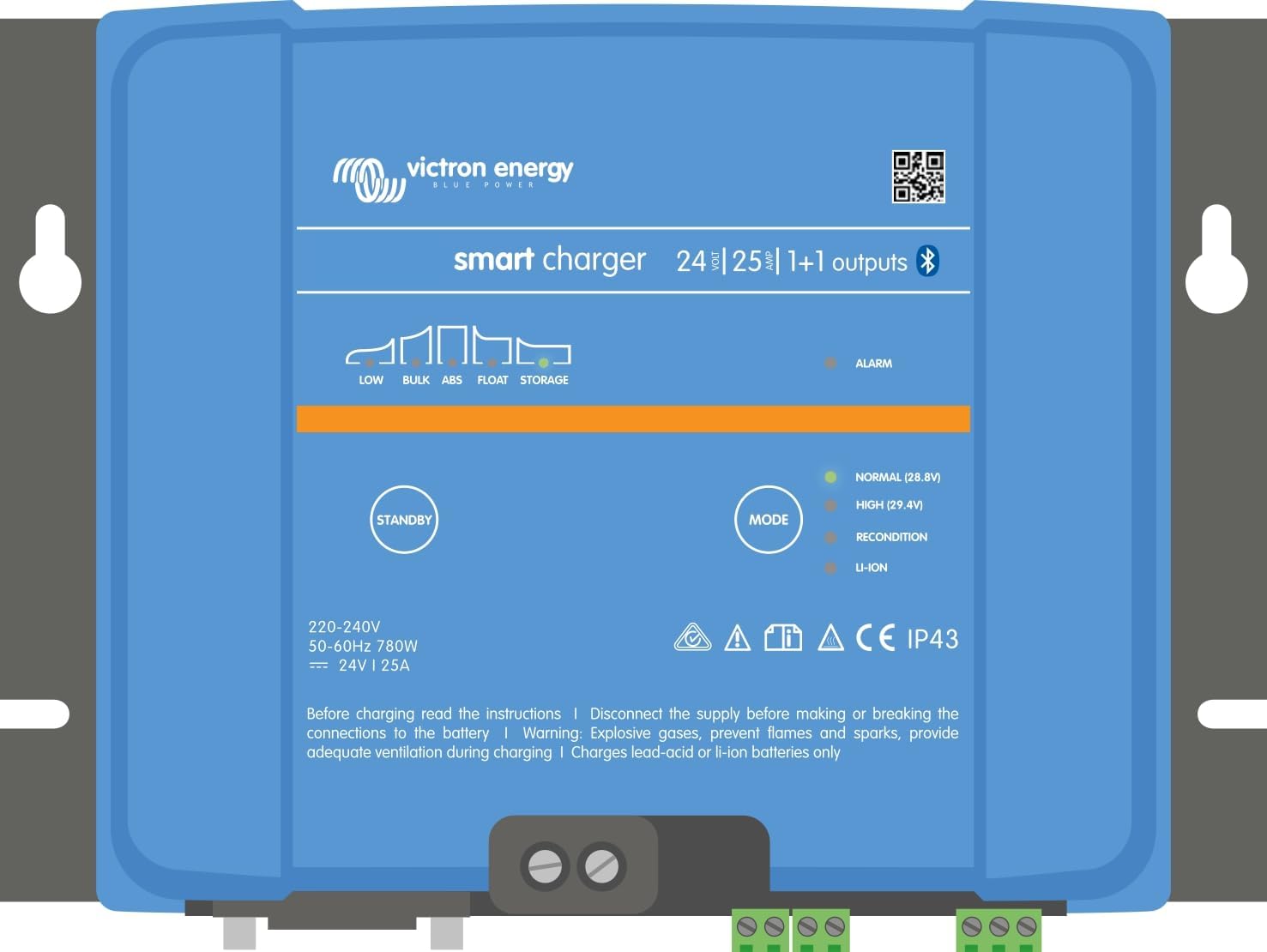 Victron Phoenix Smart IP43 Charger 24/25 (1+1) 120-240VAC Requires 5-15P Mains Cord [PSC242551095] main image 1