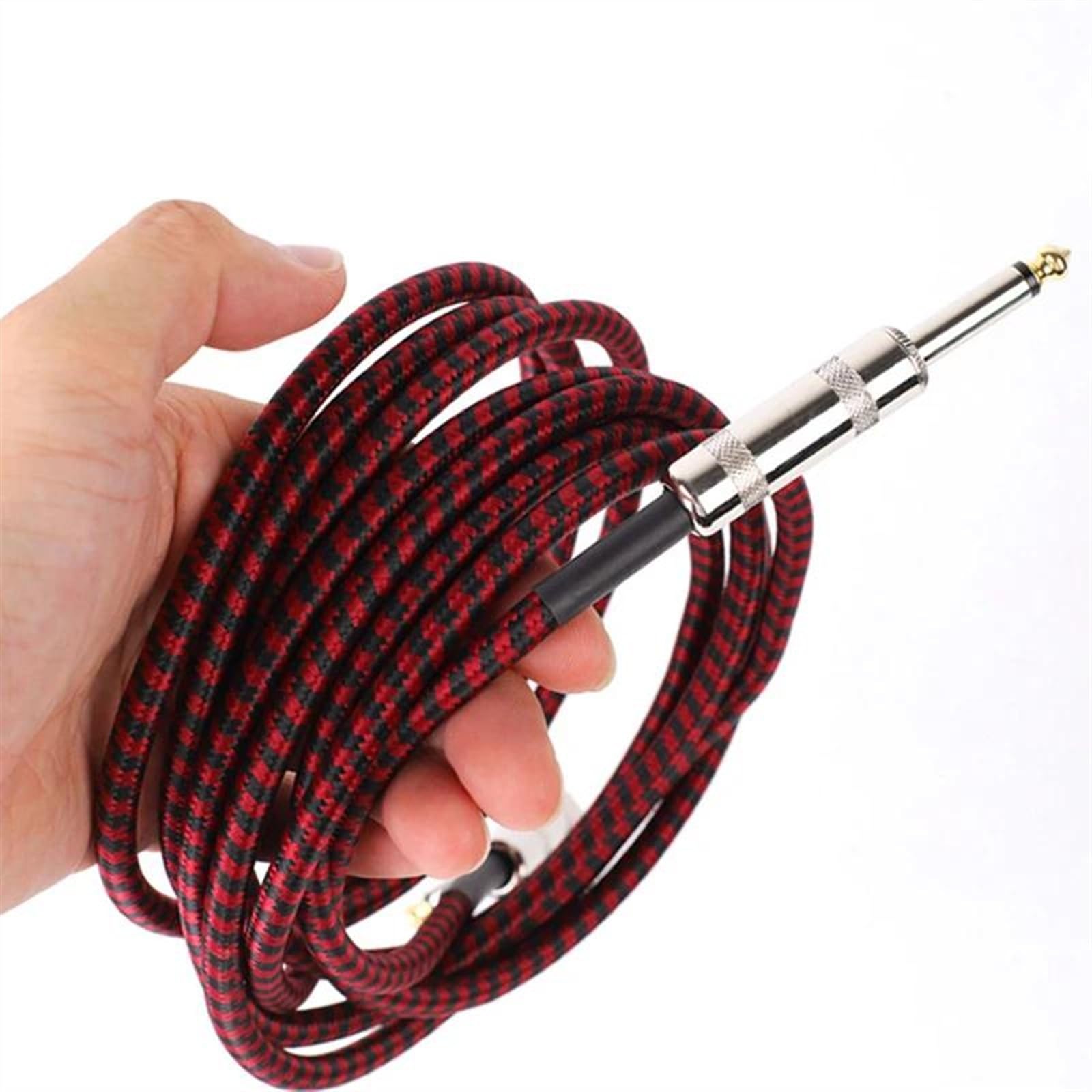 Kabel Audio W Oplocie Do Gitary O Długości 3 M. Ekranowany Kabel Audio Do Gitary Z Redukcją Szumów 6,35 Mm Kabel do Instrumentów Gitarowych