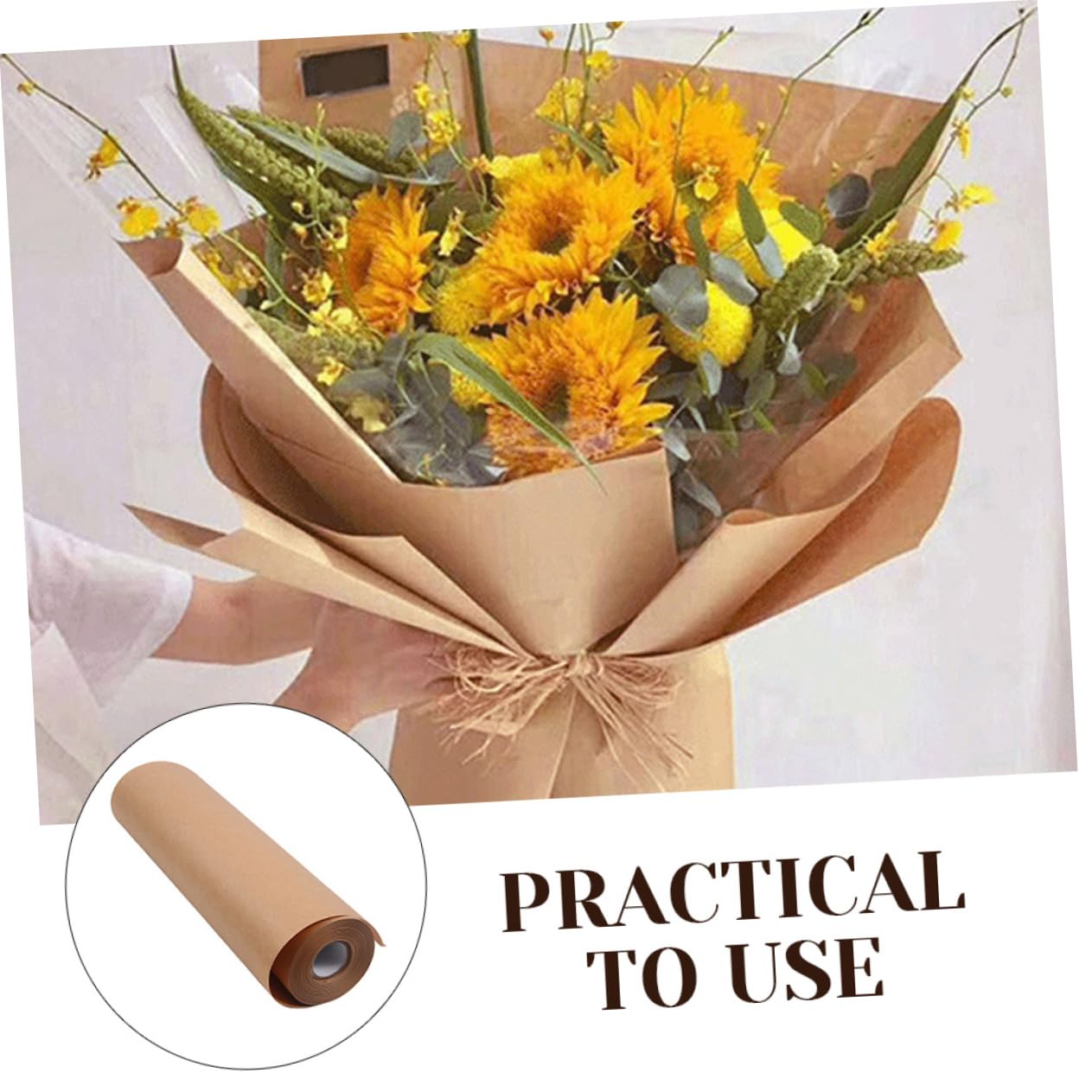 Hohopeti Papier Kraft Décoratif 0,45x30m pour Emballage Présent et Bouquets, Couleur Marron Naturel, Rouleau Artisanal Polyvalent, Loisirs Créatifs, Emballage Festif et Décoration Saisonnière