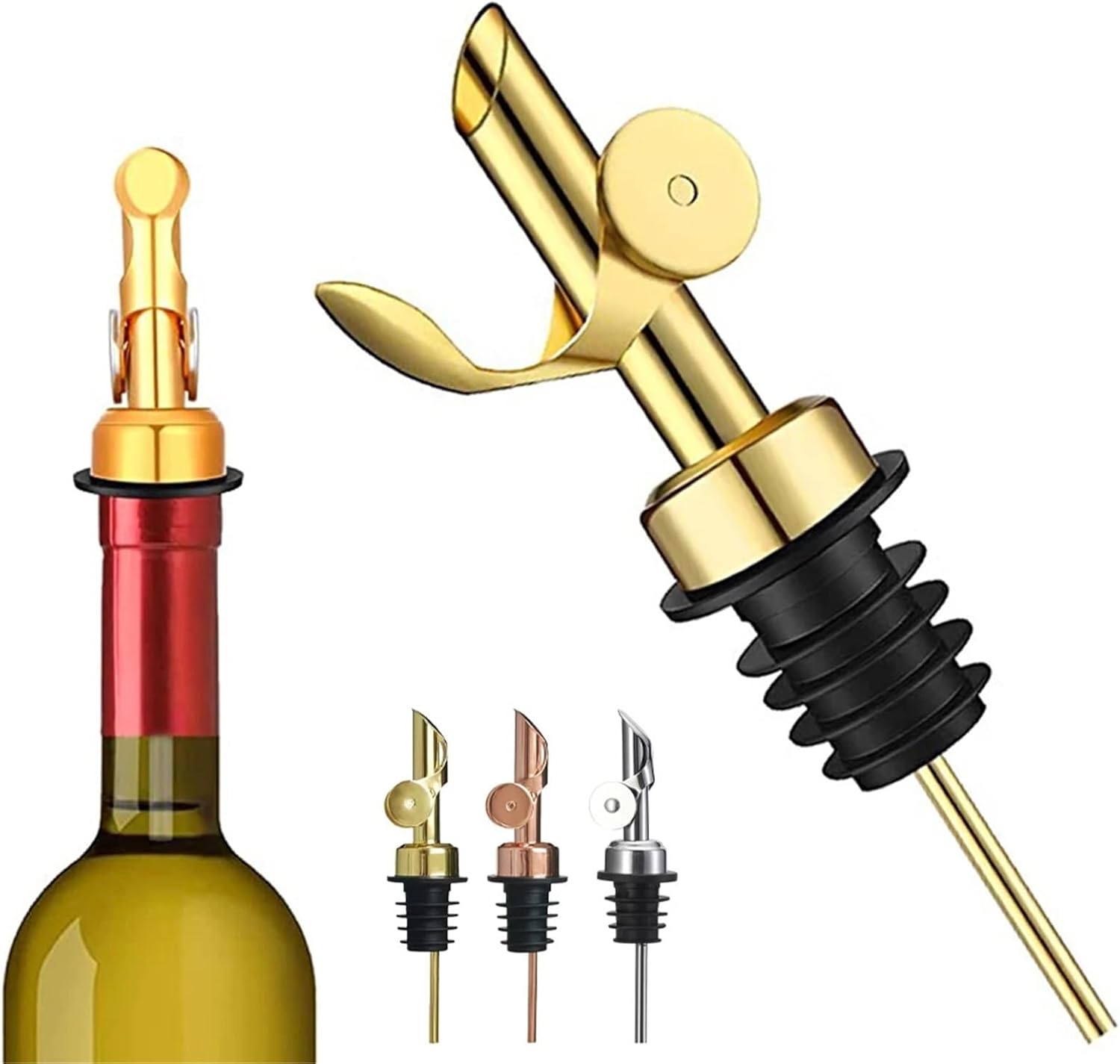 12-Count Oil Bottle Lock Plug – Dispenser Pourer for Wine, Sauce & Liquor – Leak-Proof Kitchen Gadgets(Rose Gold)