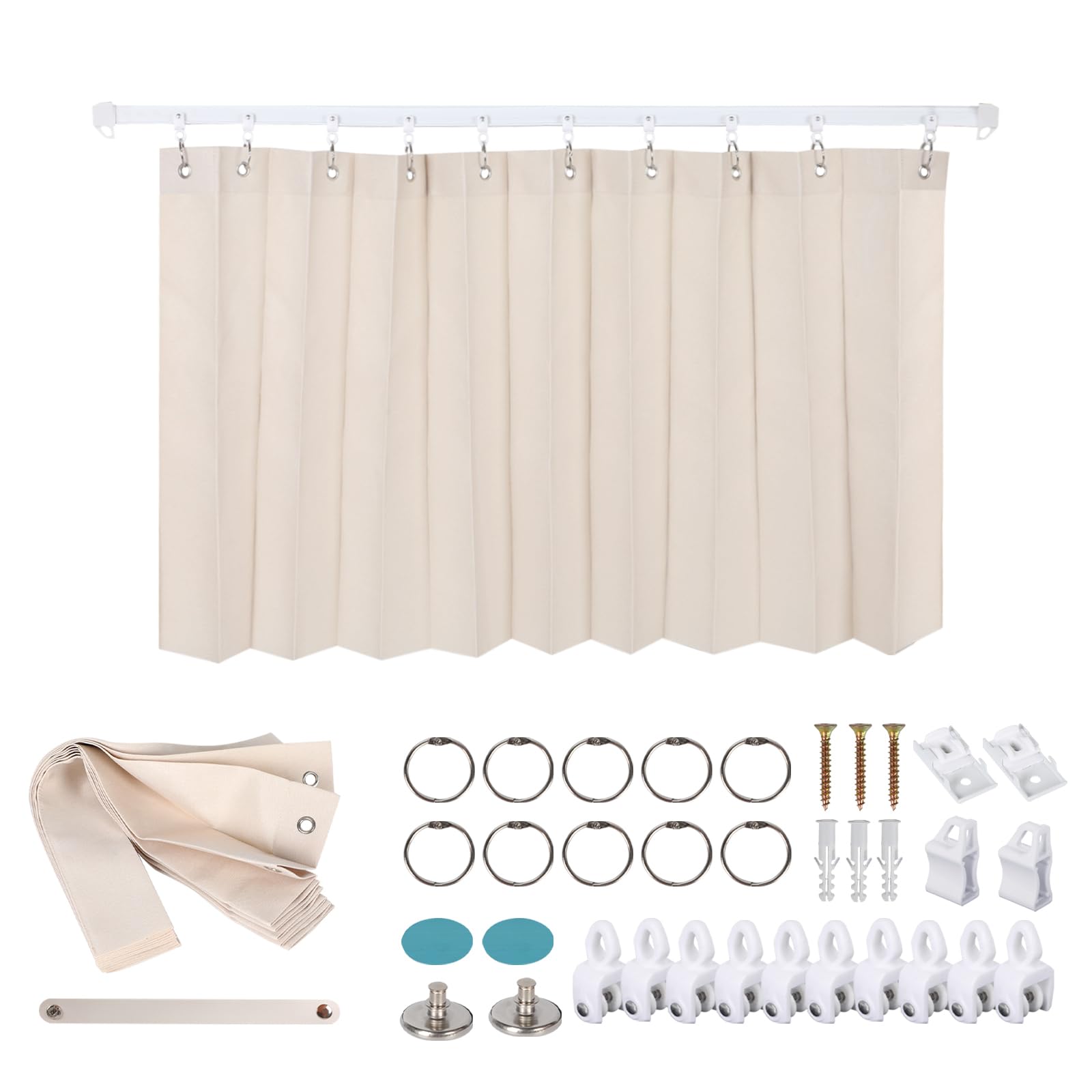 WMLBK Cortina para armario, cortina con riel para estanterías, armario, impermeable, para el salón (Beige-H60cm×W90cm)