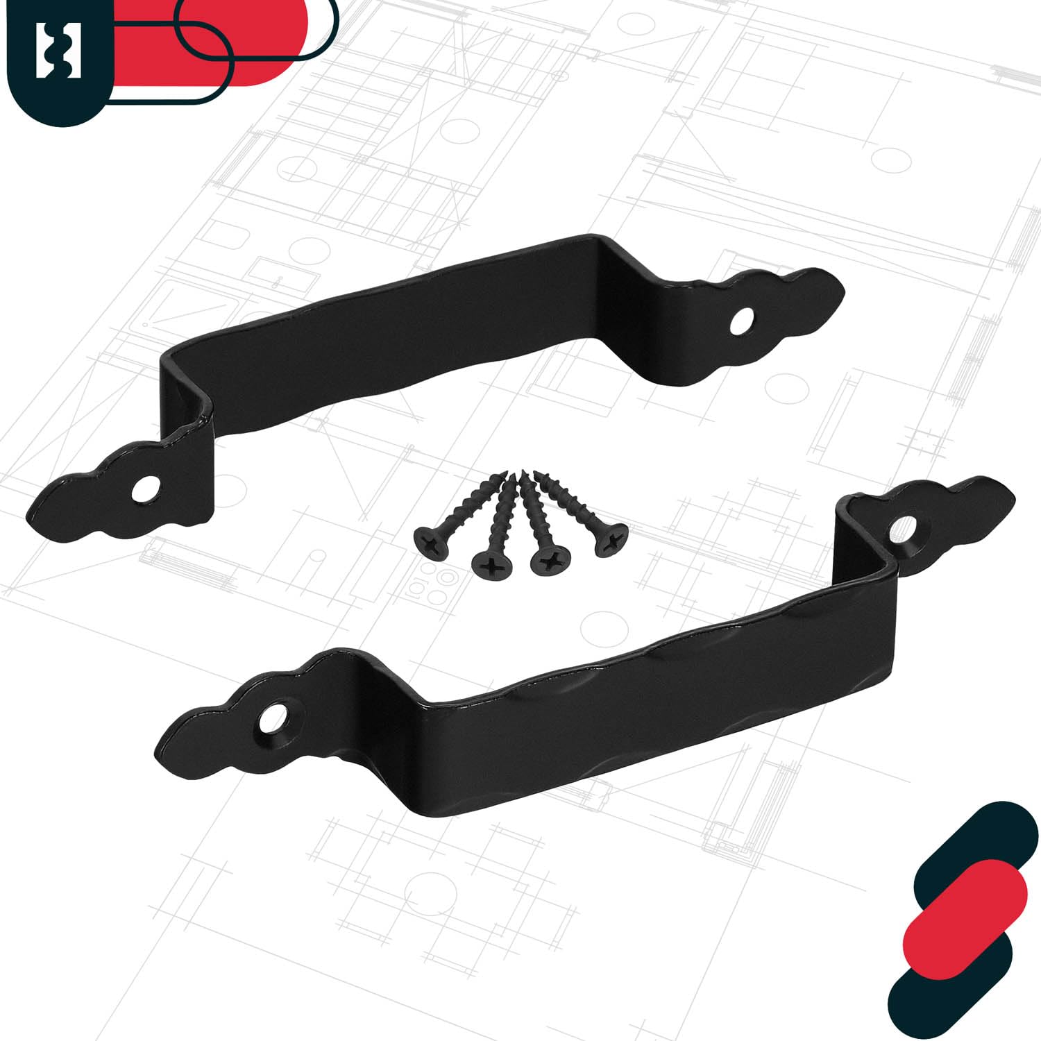 KOTARBAU® 2er Set Geschmiedeter Türgriff Antik Schwarz Stahltürgriff für Türen Tore Pforten 200mm (Packung mit 2)