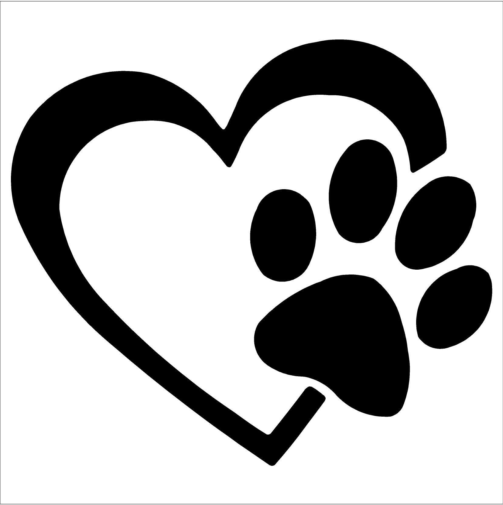 HEART with DOG PAW Puppy Love Vinyl Decal Window Sticker (4", Black)
