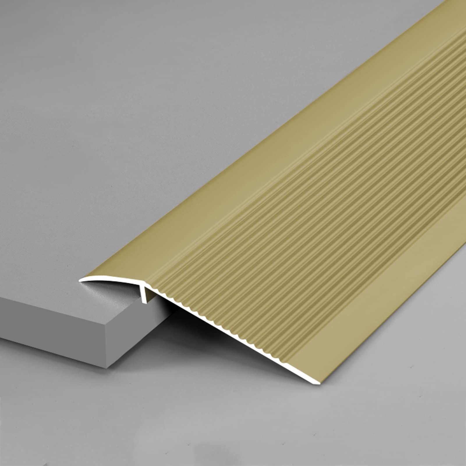 Remys Gold Wood To Laminate/Carpet To Tile,Transition Strip 4" Transition Strip Edge Ramp Aluminum, Scratch-Resistant Reducer Threshold Bar, Cuttable Easy To Clean(Gold)