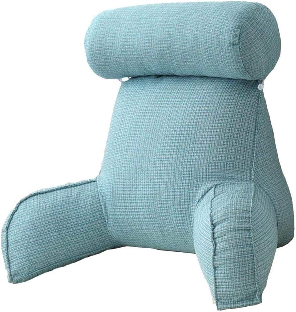 ZPPZ Reading pillow with armrests,Big Bed Backrest Pillow for Bed with Arms and Side Pocket Wedge Pillow, Reading Pillow With Back Support and Comfy Cushion For Bed/Sofa/Couch/TV sky blue
