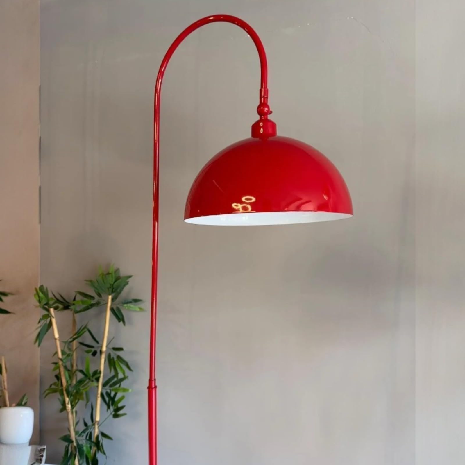 bamyum Gorkiede Lampada da Terra in Metallo, Terra per Soggiorno, Camera da Letto, dei Bambini con Attacco E27, Larghezza 30 cm, Paralume Regolabile, Rosso