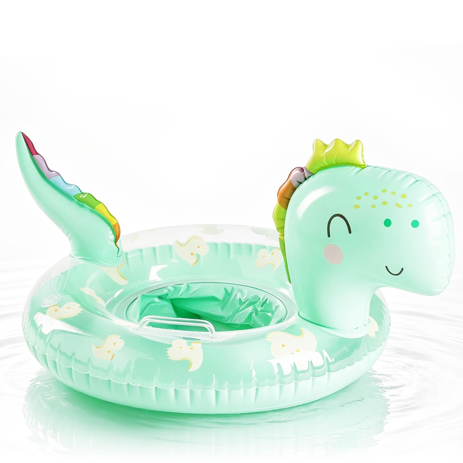 Blue Dinosaur Flamingo Baby Swimming Float Inflatable Baby Pool Float for Baby Boys 6-36 Months,Dino Baby Swimming Ring with Safety Seat,Kids Rubber Ring Pool Float for Toddlers Infant Boys 1-3 Years