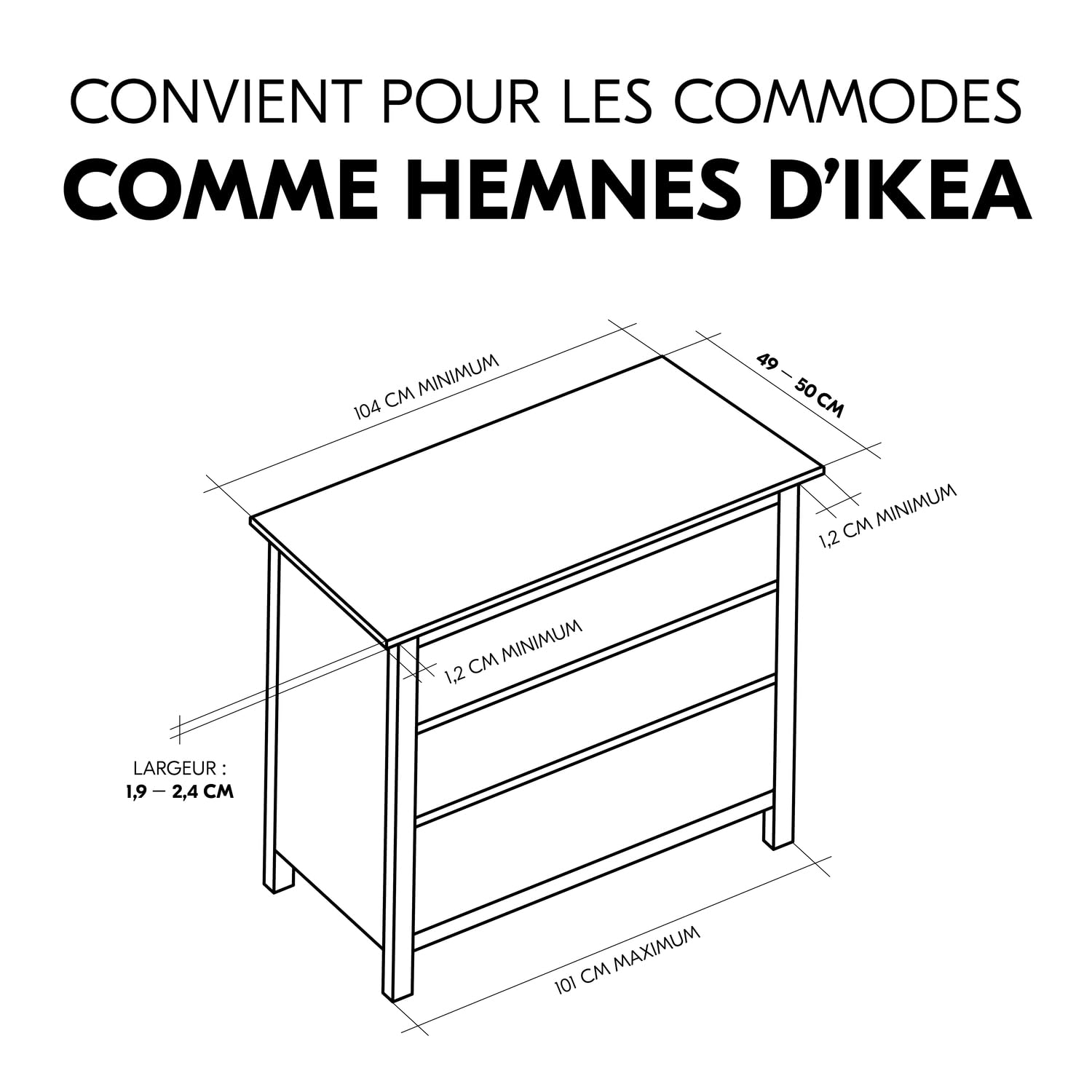 hauck Plan a Langer Pour Commode 108x50 cm Combine N Change, (Compatible par ex. IKEA Hemnes) - Espace De Rangement 104x78x15 cm, Bois certifié FSC®, Montage Sécurisé et Pratique