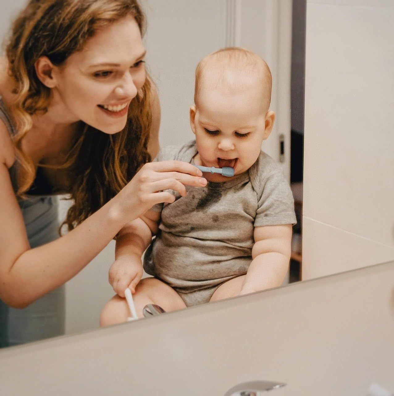 GOPINATH ECOM Baby Finger Toothbrush with Tongue Cleaner | Soft Silicone BPA-Free Infant Gum Massager | Oral Care for Newborns & Toddlers | Travel-Friendly with Storage Case 2