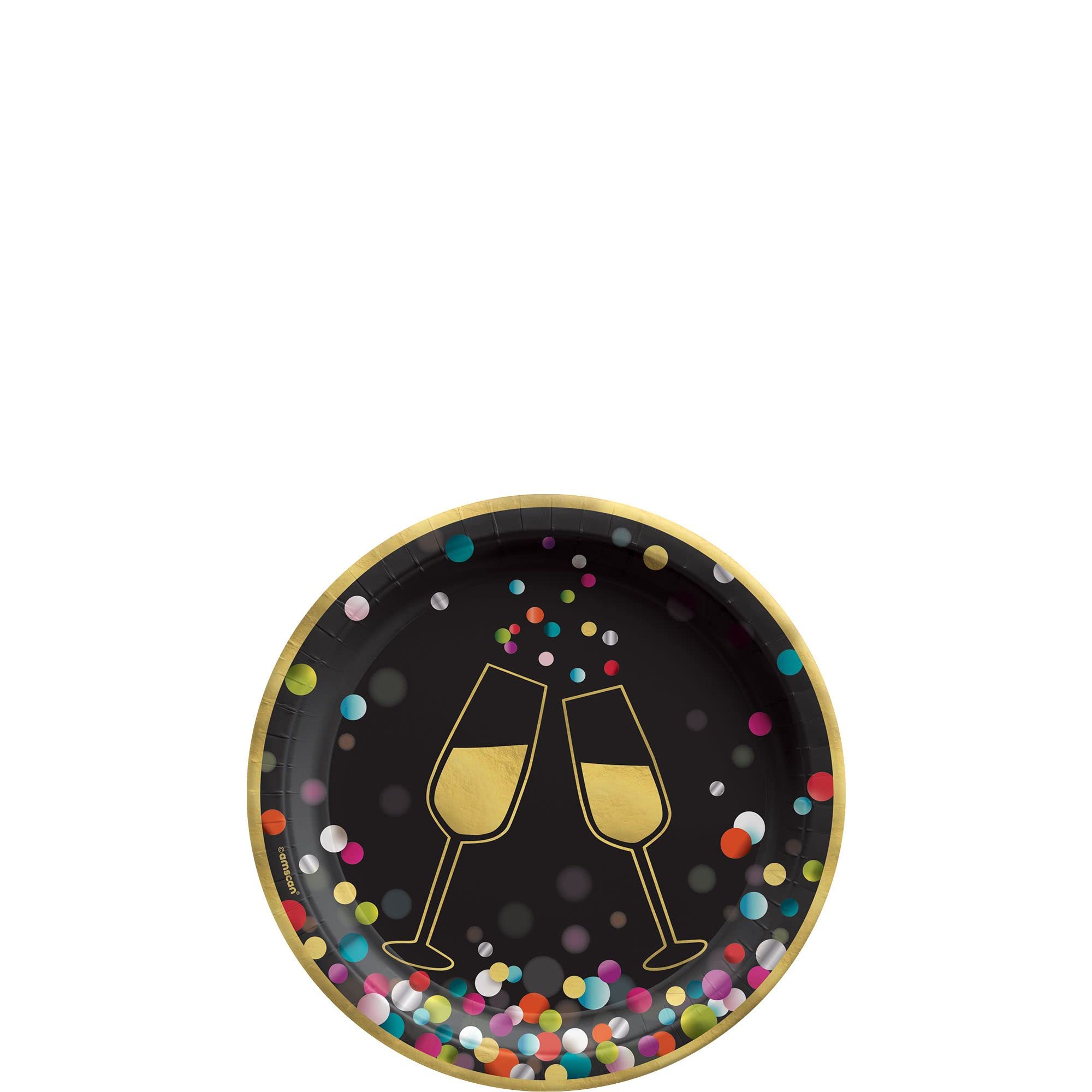 Amscan Disposable Confetti Bash Round Plates - 18ct Multicolor 7 Inch Party Plates