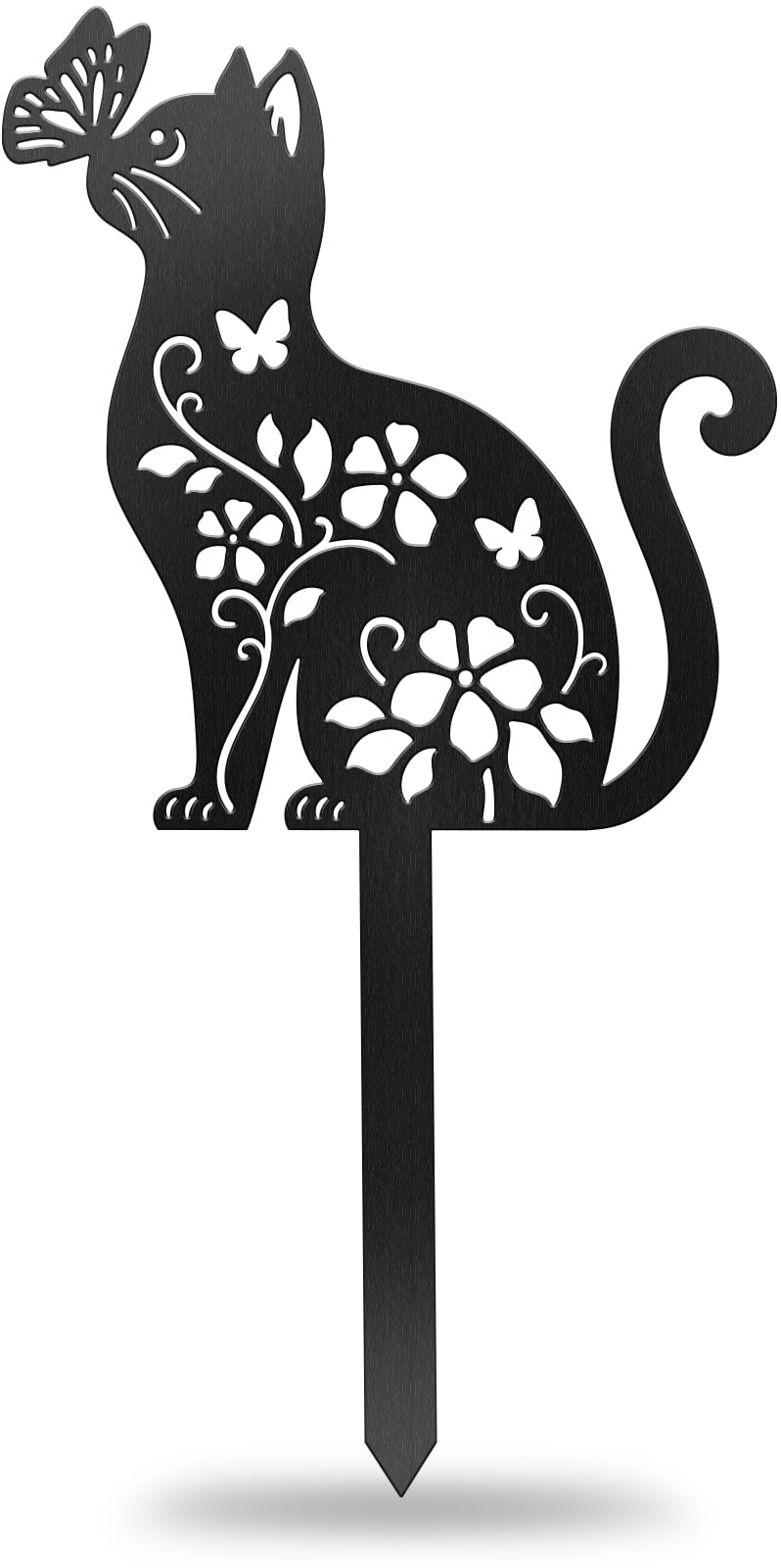 CUTHOLLOW Cat Flowers Garden Plant Marker, Metal Plant Label Stake